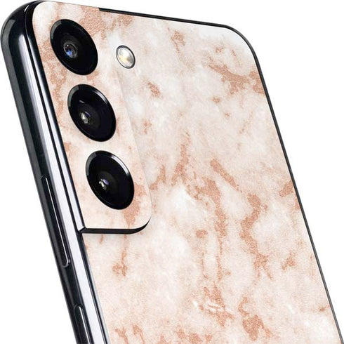 White Rose Gold Marble Galaxy S22 Skin