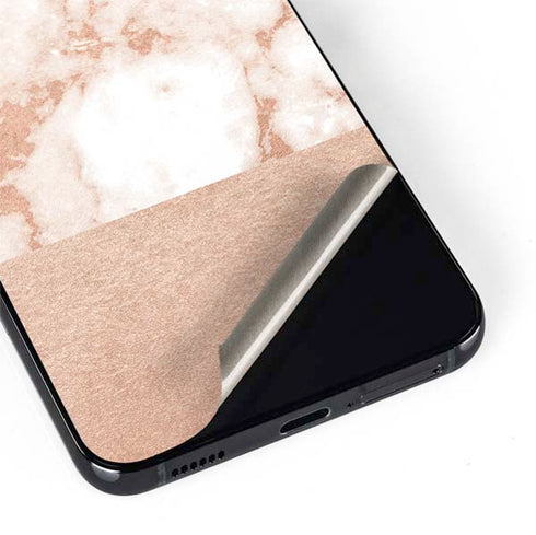 White Rose Gold Marble Galaxy S22 Skin