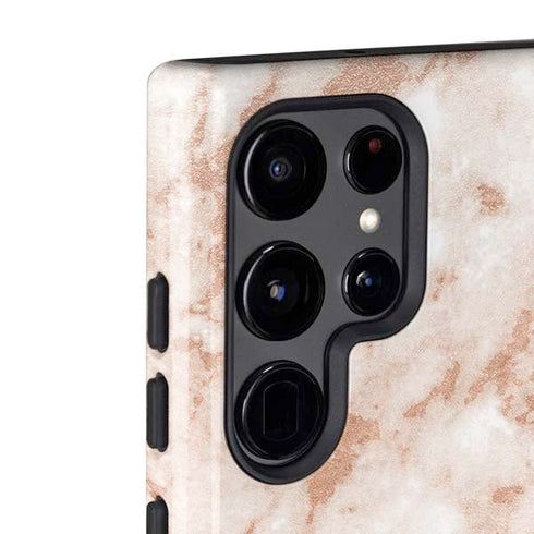 White Rose Gold Marble Galaxy S22 Ultra Pro Case