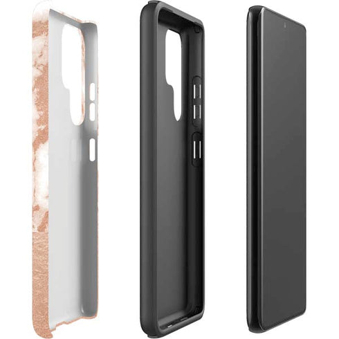 White Rose Gold Marble Galaxy S22 Ultra Pro Case