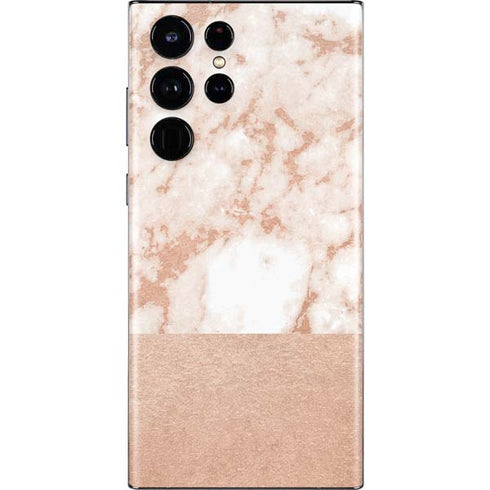 White Rose Gold Marble Galaxy S22 Ultra Skin