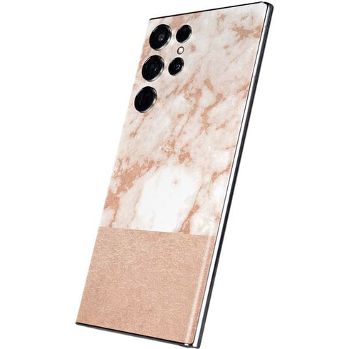White Rose Gold Marble Galaxy S22 Ultra Skin