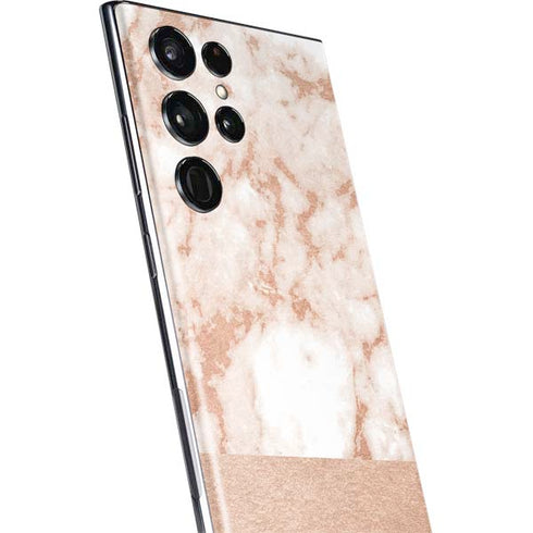 White Rose Gold Marble Galaxy S22 Ultra Skin