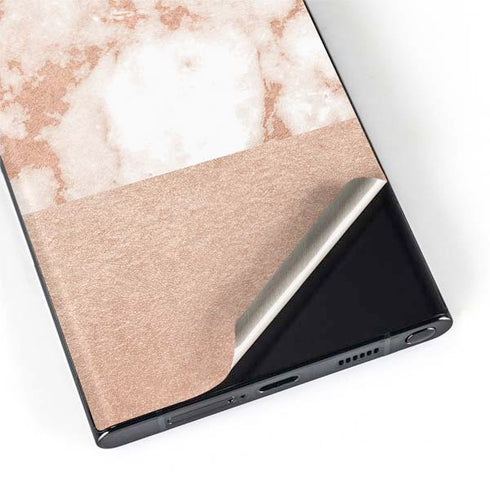 White Rose Gold Marble Galaxy S22 Ultra Skin