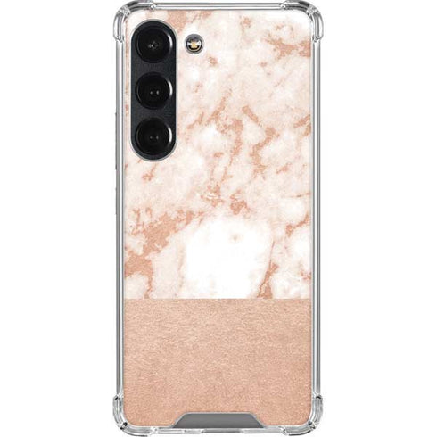 White Rose Gold Marble Galaxy S23 Clear Case