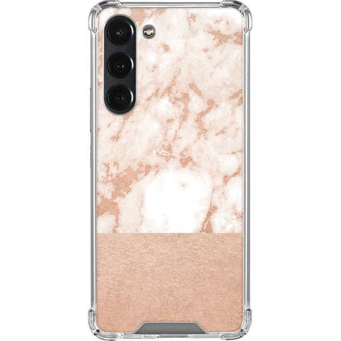 White Rose Gold Marble Galaxy S23 Plus Clear Case