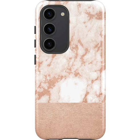 White Rose Gold Marble Galaxy S23 Pro Case