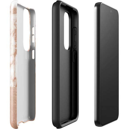 White Rose Gold Marble Galaxy S23 Pro Case