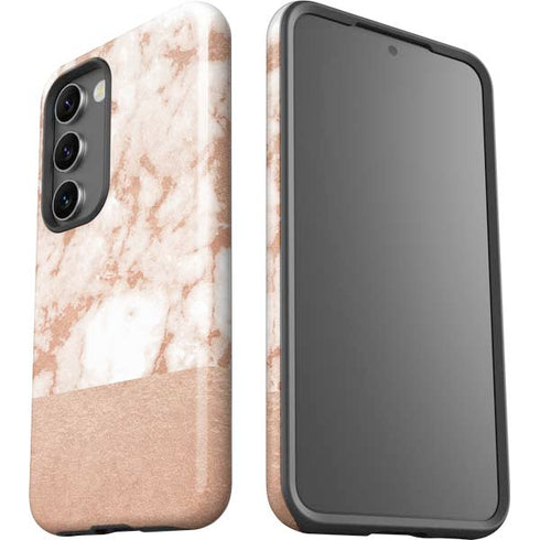 White Rose Gold Marble Galaxy S23 Pro Case