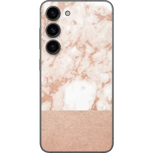 White Rose Gold Marble Galaxy S23 Skin