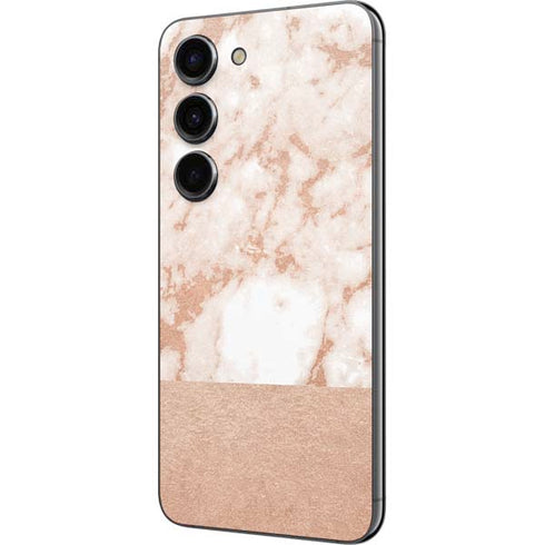 White Rose Gold Marble Galaxy S23 Skin