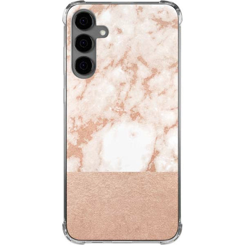 White Rose Gold Marble Galaxy S24 Plus Clear Case