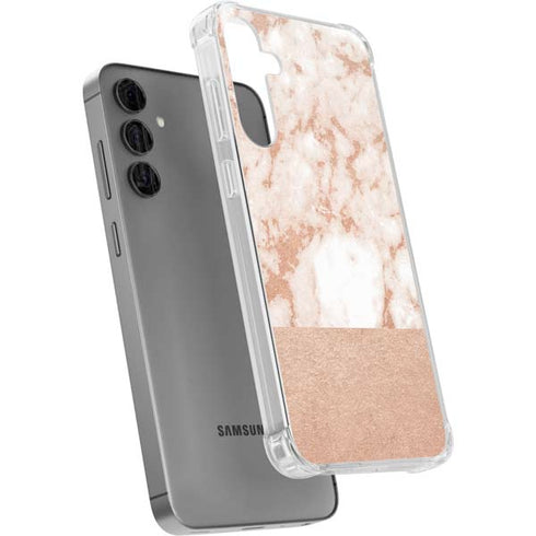 White Rose Gold Marble Galaxy S24 Plus Clear Case