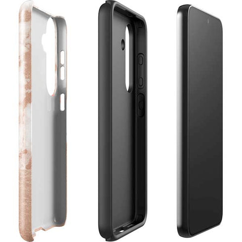 White Rose Gold Marble Galaxy S24 Plus Impact Case