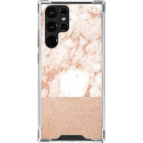 White Rose Gold Marble Galaxy S24 Ultra Clear Case