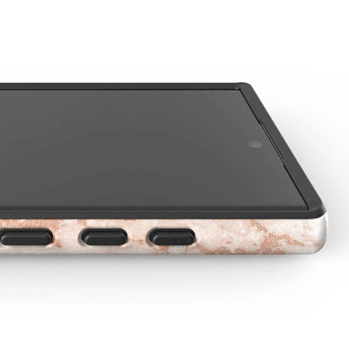White Rose Gold Marble Galaxy S24 Ultra Impact Case