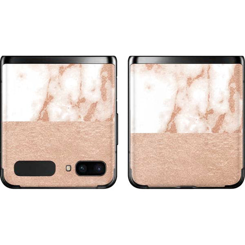 White Rose Gold Marble Galaxy Z Flip Skin