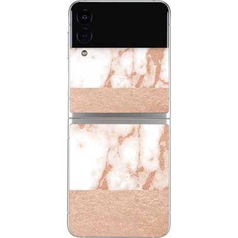 White Rose Gold Marble Galaxy Z Flip3 5G Skin