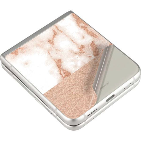 White Rose Gold Marble Galaxy Z Flip3 5G Skin