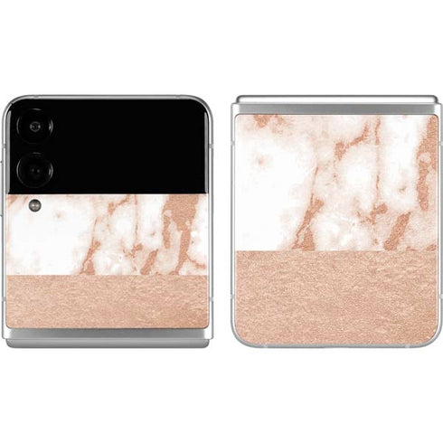 White Rose Gold Marble Galaxy Z Flip4 5G Skin