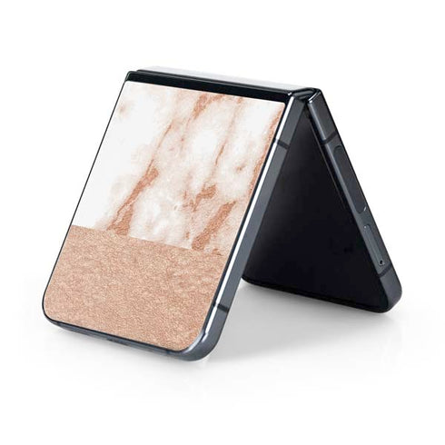 White Rose Gold Marble Galaxy Z Flip5 5G Skin