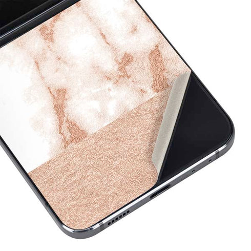 White Rose Gold Marble Galaxy Z Flip5 5G Skin