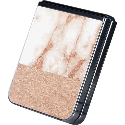 White Rose Gold Marble Galaxy Z Flip5 5G Skin