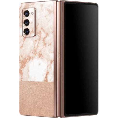 White Rose Gold Marble Galaxy Z Fold2 5G Skin