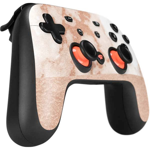 White Rose Gold Marble Google Stadia Controller Skin