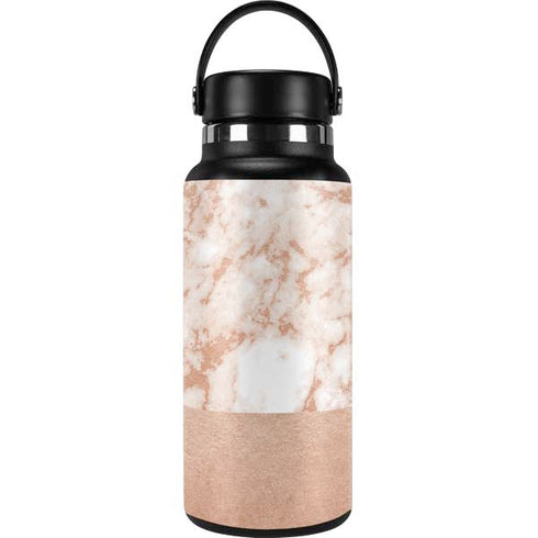 White Rose Gold Marble Hydro Flask 32oz Wide Mouth Skin