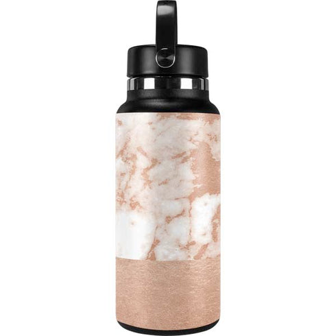 White Rose Gold Marble Hydro Flask 32oz Wide Mouth Skin