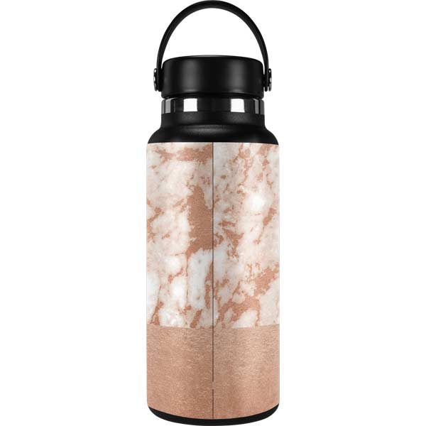 White Rose Gold Marble Hydro Flask 32oz Wide Mouth Skin