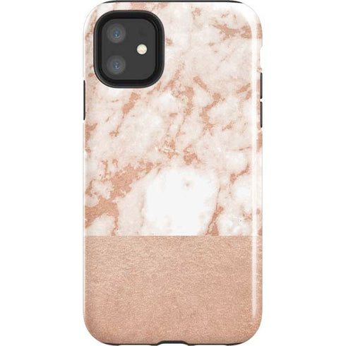 White Rose Gold Marble iPhone 11 Impact Case