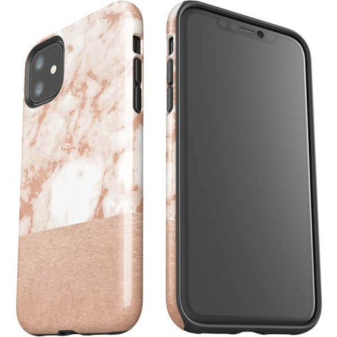 White Rose Gold Marble iPhone 11 Impact Case
