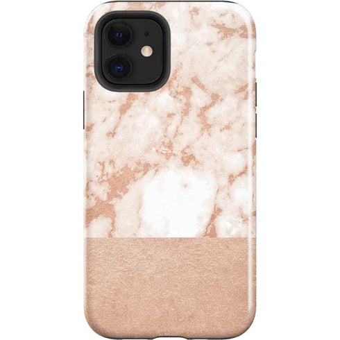White Rose Gold Marble iPhone 12 Impact Case