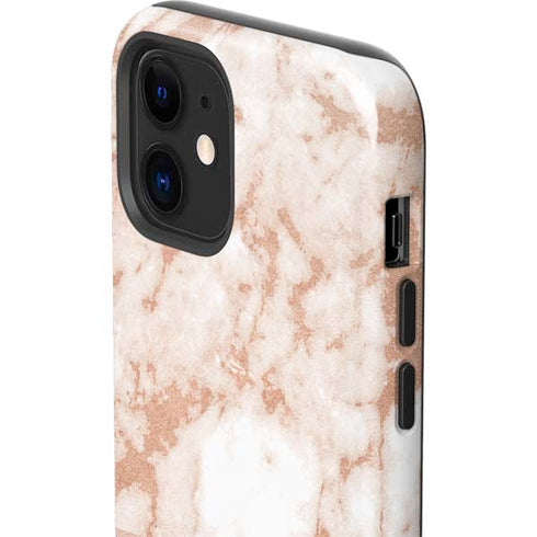 White Rose Gold Marble iPhone 12 Impact Case