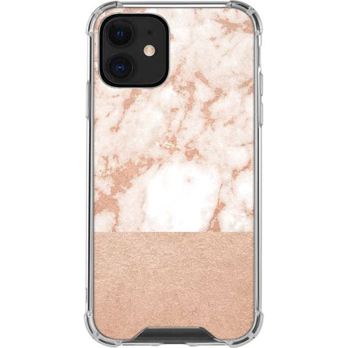 White Rose Gold Marble iPhone 12 Mini Clear Case