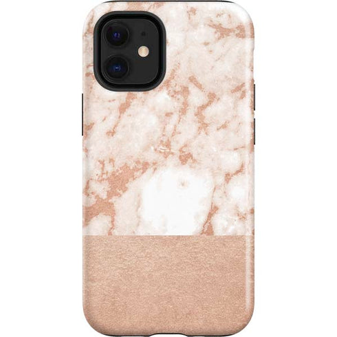 White Rose Gold Marble iPhone 12 Mini Impact Case