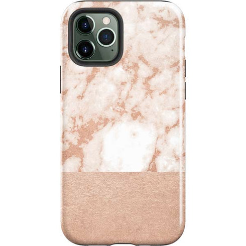 White Rose Gold Marble iPhone 12 Pro Impact Case