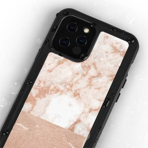 White Rose Gold Marble iPhone 12 Pro Max Waterproof Case