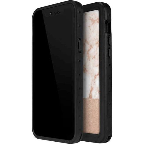 White Rose Gold Marble iPhone 12 Pro Waterproof Case