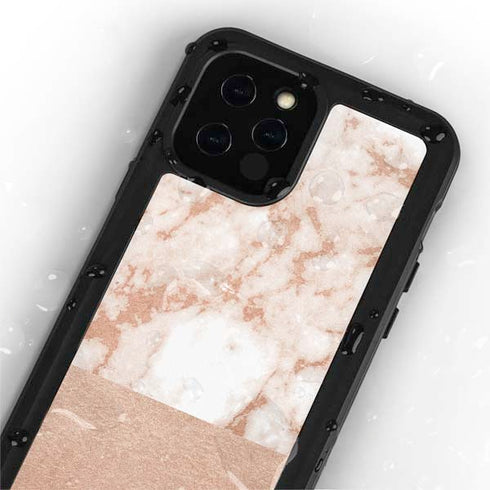 White Rose Gold Marble iPhone 12 Pro Waterproof Case