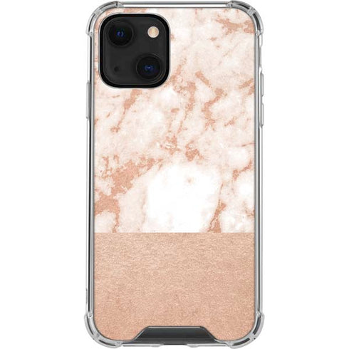 White Rose Gold Marble iPhone 13 Mini Clear Case