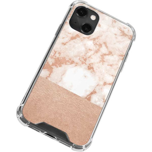 White Rose Gold Marble iPhone 13 Mini Clear Case
