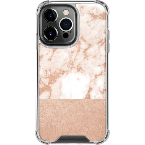 White Rose Gold Marble iPhone 13 Pro Clear Case