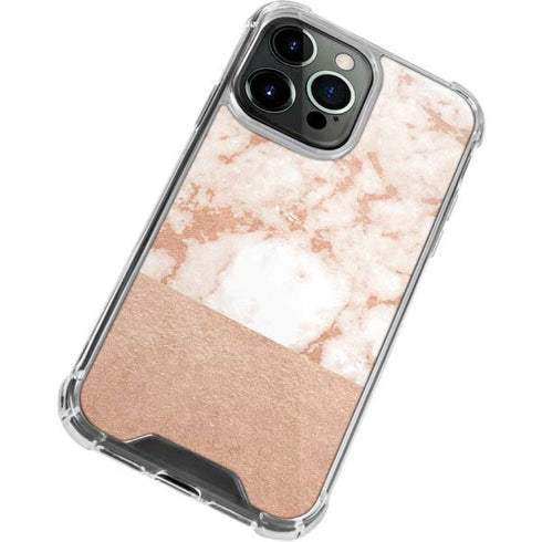 White Rose Gold Marble iPhone 13 Pro Clear Case