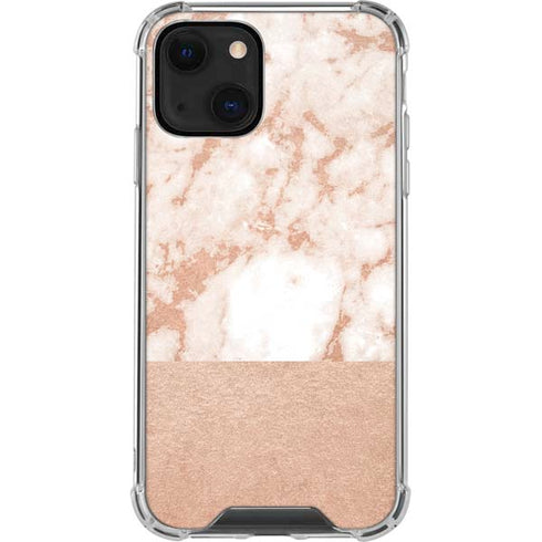 White Rose Gold Marble iPhone 14 Clear Case
