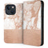 White Rose Gold Marble iPhone 14 Folio Case