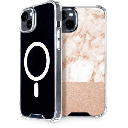 White Rose Gold Marble iPhone 15 MagSafe Case