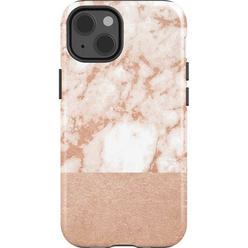 White Rose Gold Marble iPhone 15 Impact Case